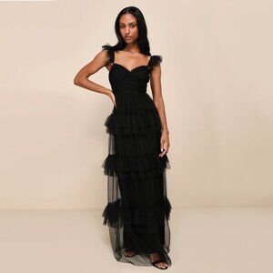 Black Mesh Maxi Dress